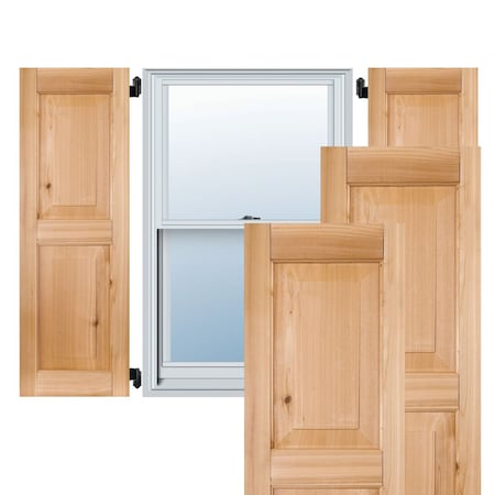 Ekena Millwork 12"W x 60"H Exterior Real Wood Pine Raised Panel Shutters, Unfinished PR RWR12X060UNP